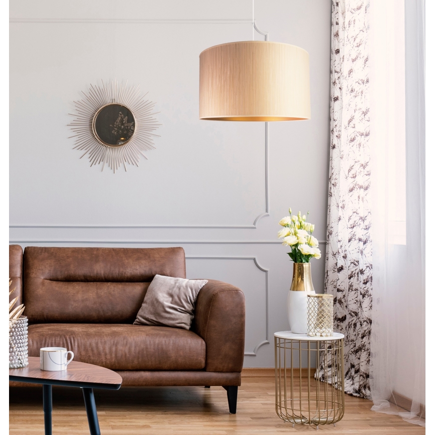 Duolla - Κρεμαστό φωτιστικό οροφής ESSEX 1xE27/40W/230V διάμετρος 45 cm μπεζ/χρυσό
