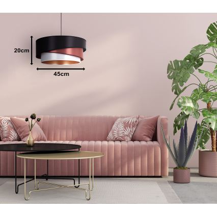 Duolla - Κρεμαστό φωτιστικό οροφής KOBO 1xE27/15W/230V διάμετρος 45 cm μαύρο/μπορντώ/ασημί