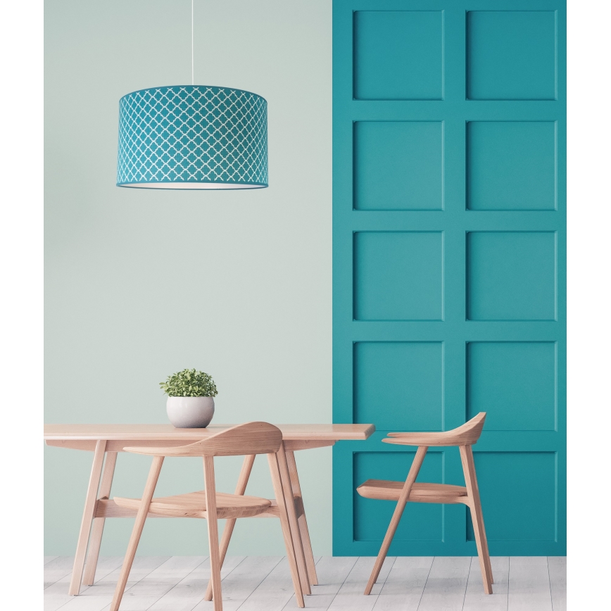 Duolla - Κρεμαστό φωτιστικό οροφής MAROKO 1xE27/40W/230V διάμετρος 45 cm τιρκουάζ/λευκό