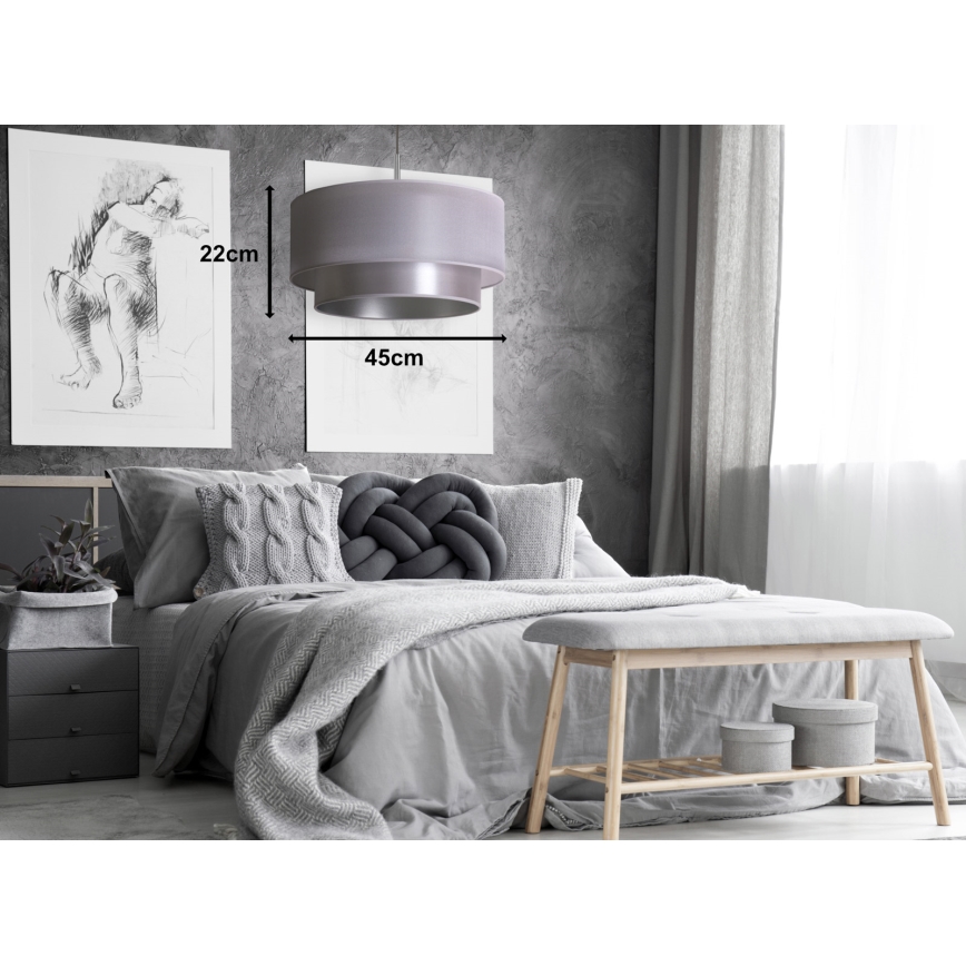 Duolla - Κρεμαστό φωτιστικό οροφής NANTES 1xE27/15W/230V διάμετρος 45 cm ασημί