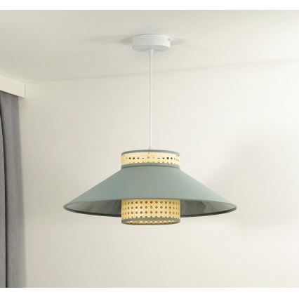 Duolla - Κρεμαστό φωτιστικό οροφής RIO RATTAN 1xE27/15W/230V διάμετρος 45 cm πράσινο/rattan