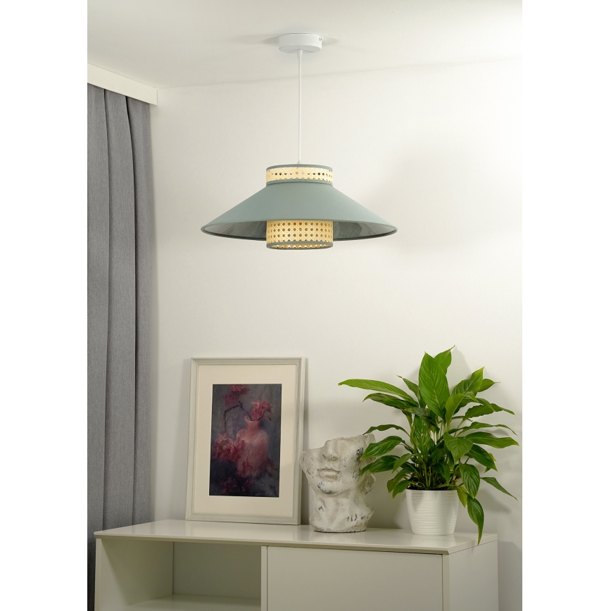 Duolla - Κρεμαστό φωτιστικό οροφής RIO RATTAN 1xE27/15W/230V διάμετρος 45 cm πράσινο/rattan