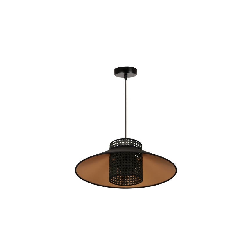 Duolla - Κρεμαστό φωτιστικό οροφής RIO RATTAN 1xE27/15W/230V διάμετρος 45 cm μαύρο/χρυσό