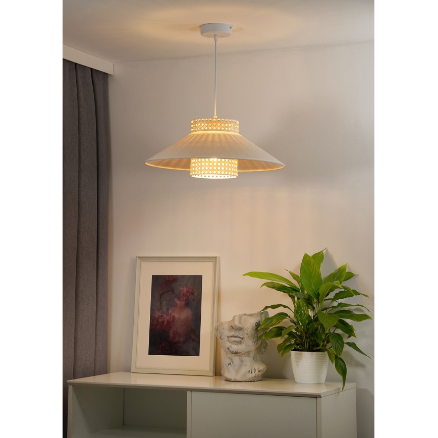 Duolla - Κρεμαστό φωτιστικό οροφής RIO RATTAN 1xE27/15W/230V διάμετρος 45 cm μπεζ/rattan