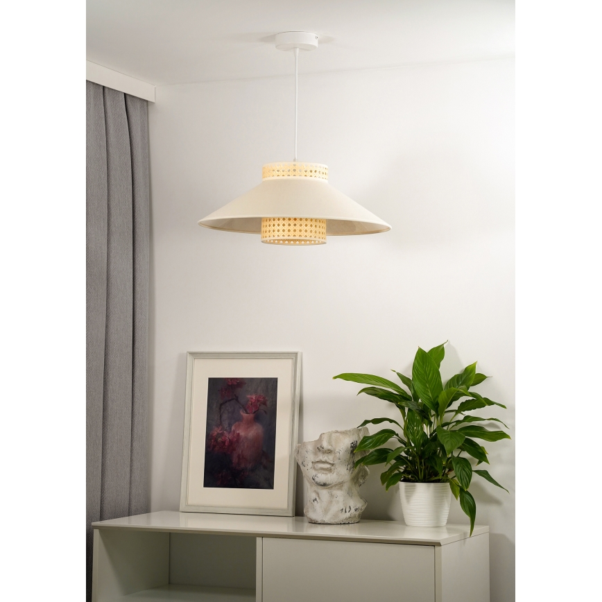 Duolla - Κρεμαστό φωτιστικό οροφής RIO RATTAN 1xE27/15W/230V διάμετρος 45 cm μπεζ/rattan