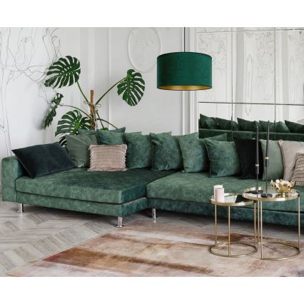 Duolla - Κρεμαστό φωτιστικό οροφής ROLLER 1xE27/15W/230V διάμετρος 40 cm σκούρο πράσινο/χρυσό