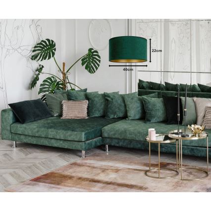 Duolla - Κρεμαστό φωτιστικό οροφής ROLLER 1xE27/15W/230V διάμετρος 40 cm σκούρο πράσινο/χρυσό