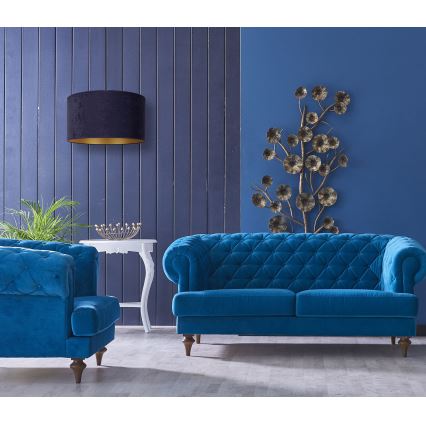 Duolla - Κρεμαστό φωτιστικό οροφής ROLLER 1xE27/15W/230V διάμετρος 40 cm μπλε/χρυσό