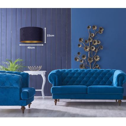 Duolla - Κρεμαστό φωτιστικό οροφής ROLLER 1xE27/15W/230V διάμετρος 40 cm μπλε/χρυσό