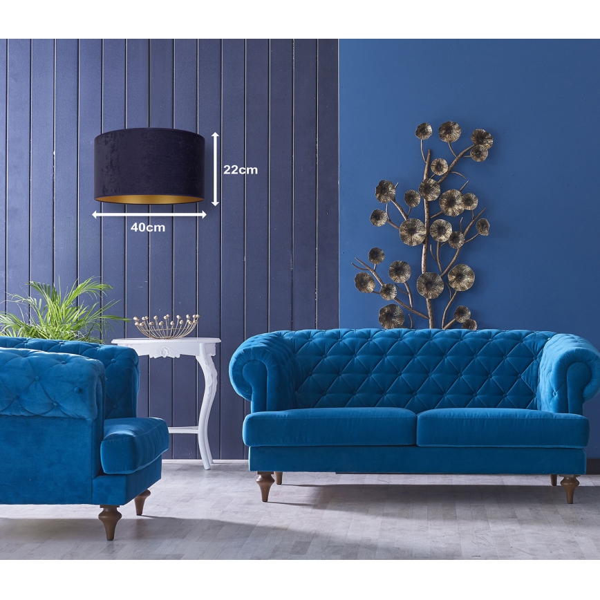 Duolla - Κρεμαστό φωτιστικό οροφής ROLLER 1xE27/15W/230V διάμετρος 40 cm μπλε/χρυσό