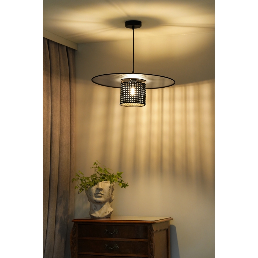 Duolla - Κρεμαστό φωτιστικό οροφής TOKYO RATTAN 1xE27/15W/230V διάμετρος 50 cm μαύρο/ασημί