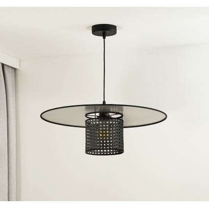 Duolla - Κρεμαστό φωτιστικό οροφής TOKYO RATTAN 1xE27/15W/230V διάμετρος 50 cm μαύρο/ασημί