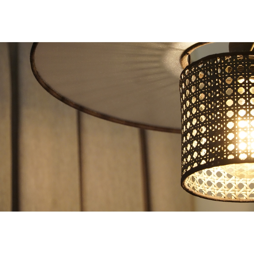 Duolla - Κρεμαστό φωτιστικό οροφής TOKYO RATTAN 1xE27/15W/230V διάμετρος 50 cm μαύρο/ασημί