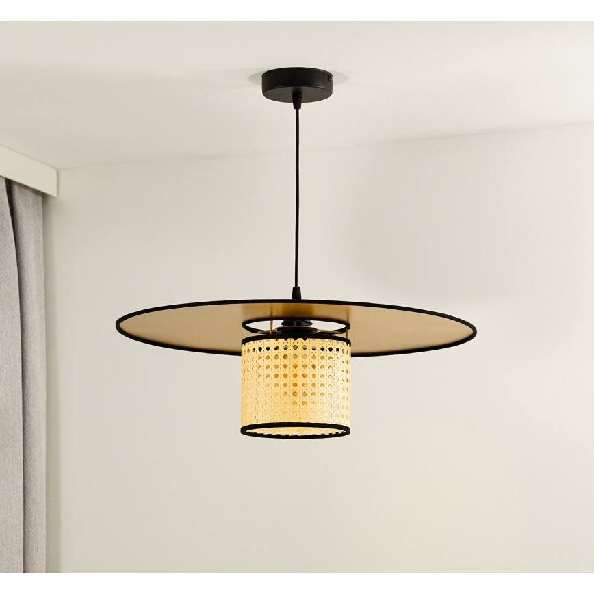 Duolla - Κρεμαστό φωτιστικό οροφής TOKYO RATTAN 1xE27/15W/230V διάμετρος 50 cm χρυσό/rattan
