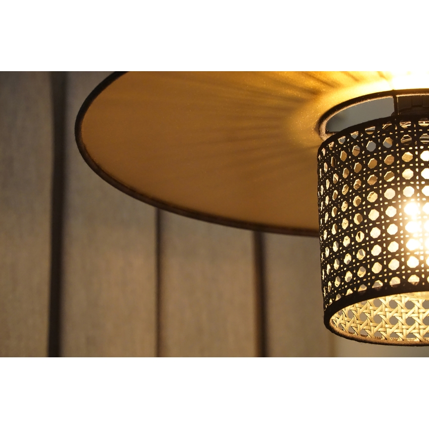 Duolla - Κρεμαστό φωτιστικό οροφής TOKYO RATTAN 1xE27/15W/230V διάμετρος 50 cm χρυσό/μαύρο