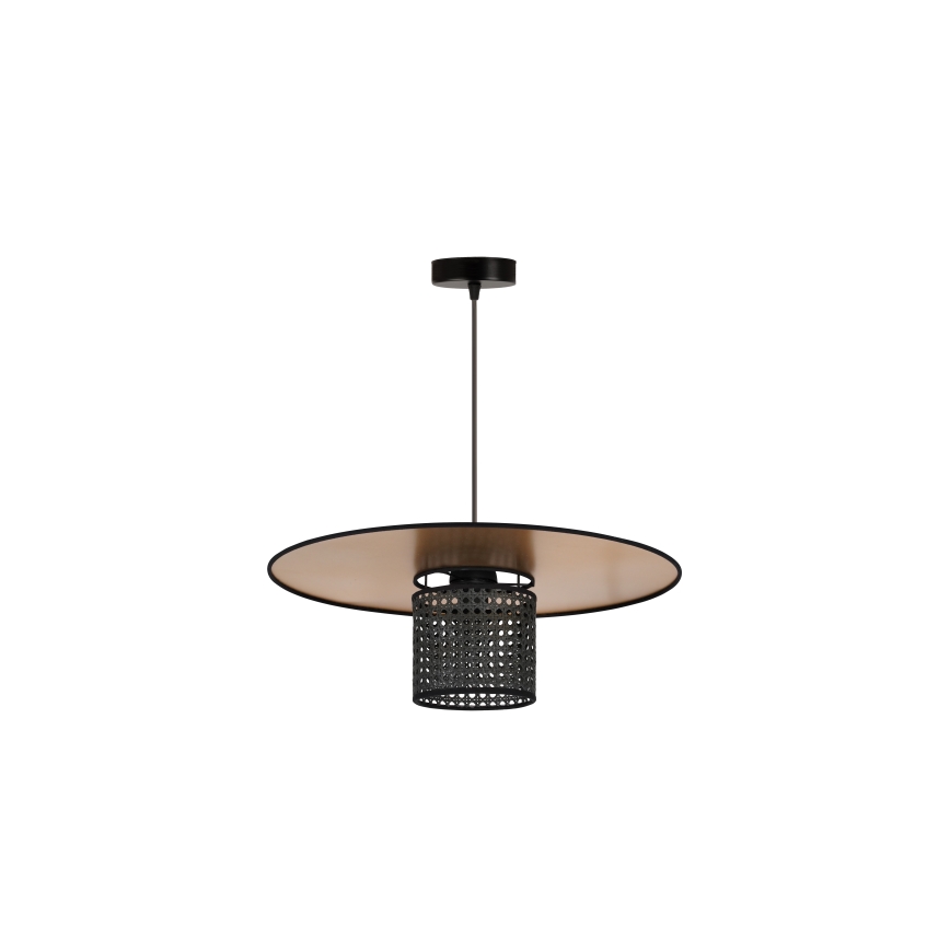 Duolla - Κρεμαστό φωτιστικό οροφής TOKYO RATTAN 1xE27/15W/230V διάμετρος 50 cm χρυσό/μαύρο