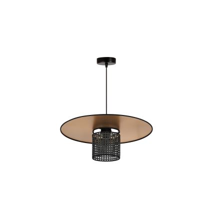 Duolla - Κρεμαστό φωτιστικό οροφής TOKYO RATTAN 1xE27/15W/230V διάμετρος 50 cm χρυσό/μαύρο