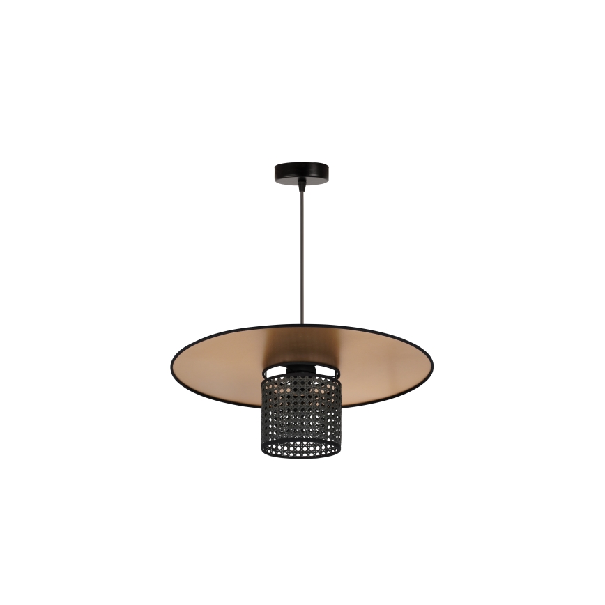 Duolla - Κρεμαστό φωτιστικό οροφής TOKYO RATTAN 1xE27/15W/230V διάμετρος 50 cm χρυσό/μαύρο