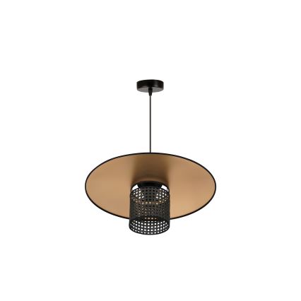 Duolla - Κρεμαστό φωτιστικό οροφής TOKYO RATTAN 1xE27/15W/230V διάμετρος 50 cm χρυσό/μαύρο
