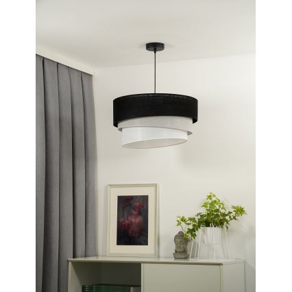 Duolla - Κρεμαστό φωτιστικό οροφής TRIO 1xE27/15W/230V διάμετρος 45 cm μαύρο/γκρι/λευκό