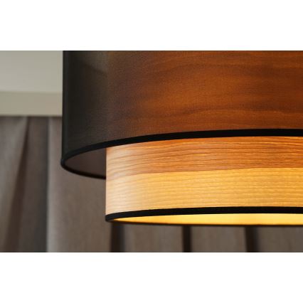Duolla - Κρεμαστό φωτιστικό οροφής WOOD BOHO 1xE27/15W/230V διάμετρος 45 cm μαύρο/μπεζ