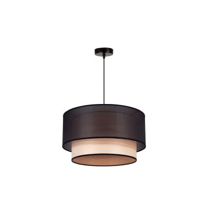 Duolla - Κρεμαστό φωτιστικό οροφής WOOD BOHO 1xE27/15W/230V διάμετρος 45 cm μαύρο/μπεζ