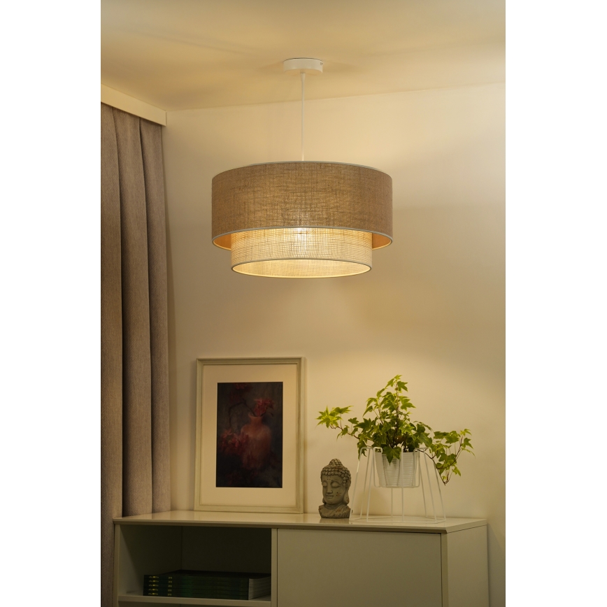Duolla - Κρεμαστό φωτιστικό οροφής YUTE BOHO 1xE27/15W/230V διάμετρος 45 cm καφέ/κρεμ