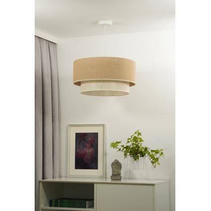 Duolla - Κρεμαστό φωτιστικό οροφής YUTE BOHO 1xE27/15W/230V διάμετρος 45 cm καφέ/κρεμ