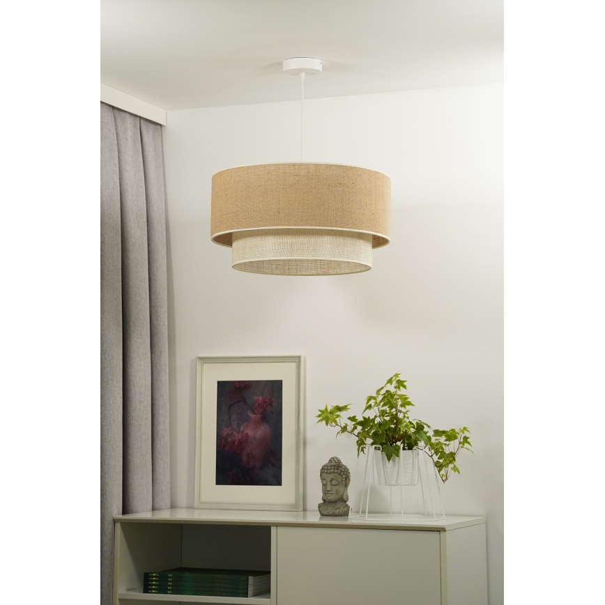 Duolla - Κρεμαστό φωτιστικό οροφής YUTE BOHO 3xE27/15W/230V διάμετρος 60 cm καφέ/κρεμ