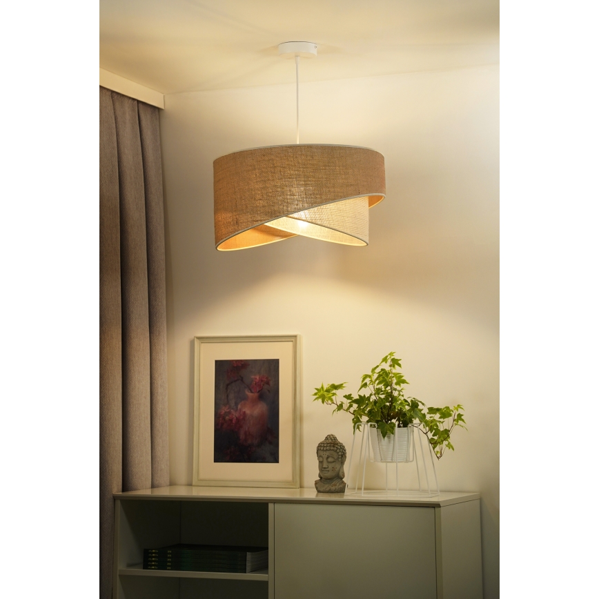 Duolla - Κρεμαστό φωτιστικό οροφής YUTE CELLO 1xE27/15W/230V διάμετρος 45 cm καφέ/γκρι