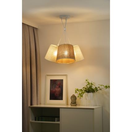 Duolla - Κρεμαστό φωτιστικό οροφής YUTE ROSSA 3xE27/15W/230V γκρι/καφέ
