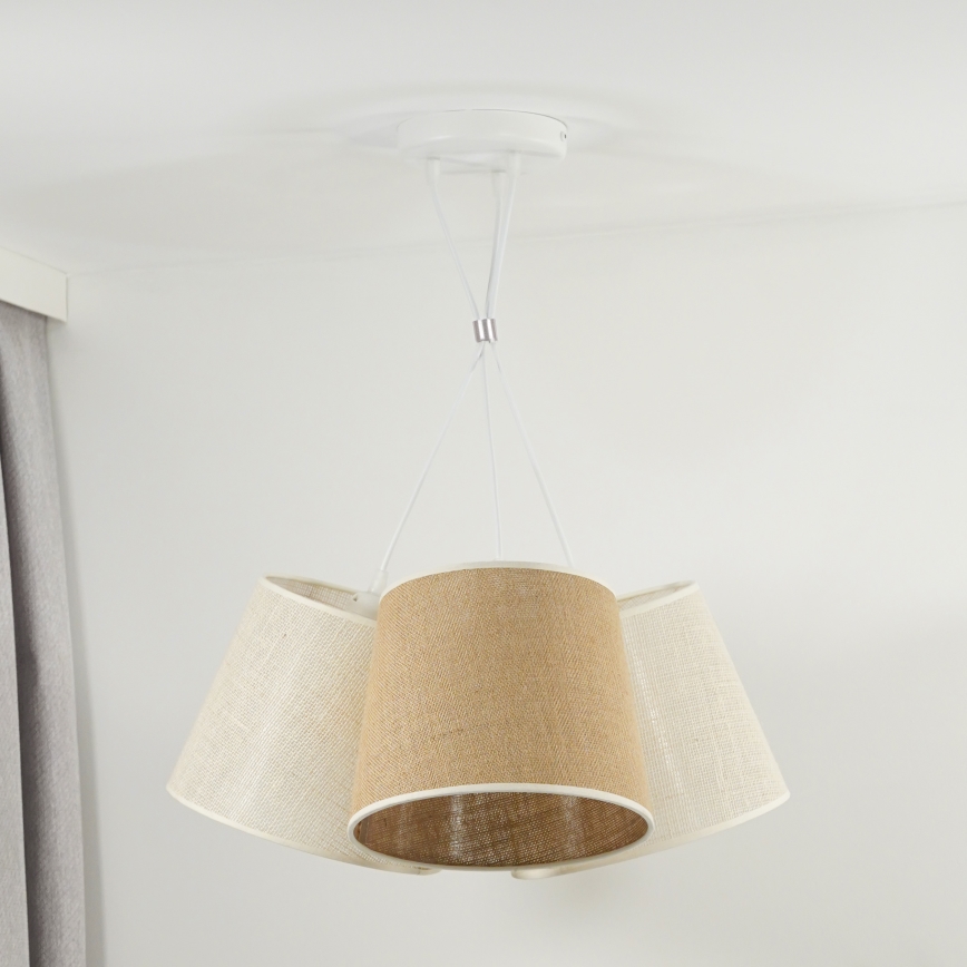 Duolla - Κρεμαστό φωτιστικό οροφής YUTE ROSSA 3xE27/15W/230V γκρι/καφέ