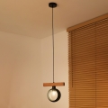 Duolla - Κρεμαστό φωτιστικό με καλώδιο IRONLINE 1xE27/15W/230V πεύκο/δρυς/μαύρο