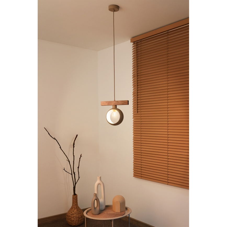 Duolla - Κρεμαστό φωτιστικό με καλώδιο IRONLINE 1xE27/15W/230V πεύκο/δρυς/μπεζ