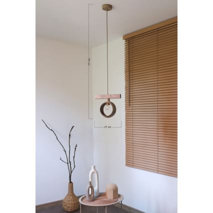 Duolla - Κρεμαστό φωτιστικό με καλώδιο IRONLINE 1xE27/15W/230V πεύκο/δρυς/μπεζ