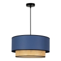 Duolla - Κρεμαστό φωτιστικό οροφής BOHO 1xE27/15W/230V διάμετρος 45 cm μπλε/rattan