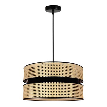 Duolla - Κρεμαστό φωτιστικό οροφής DUO 1xE27/15W/230V διάμετρος 40 cm rattan/μαύρο
