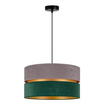 Duolla - Κρεμαστό φωτιστικό οροφής DUO 1xE27/15W/230V διάμετρος 40 cm γκρι/πράσινο/χρυσό
