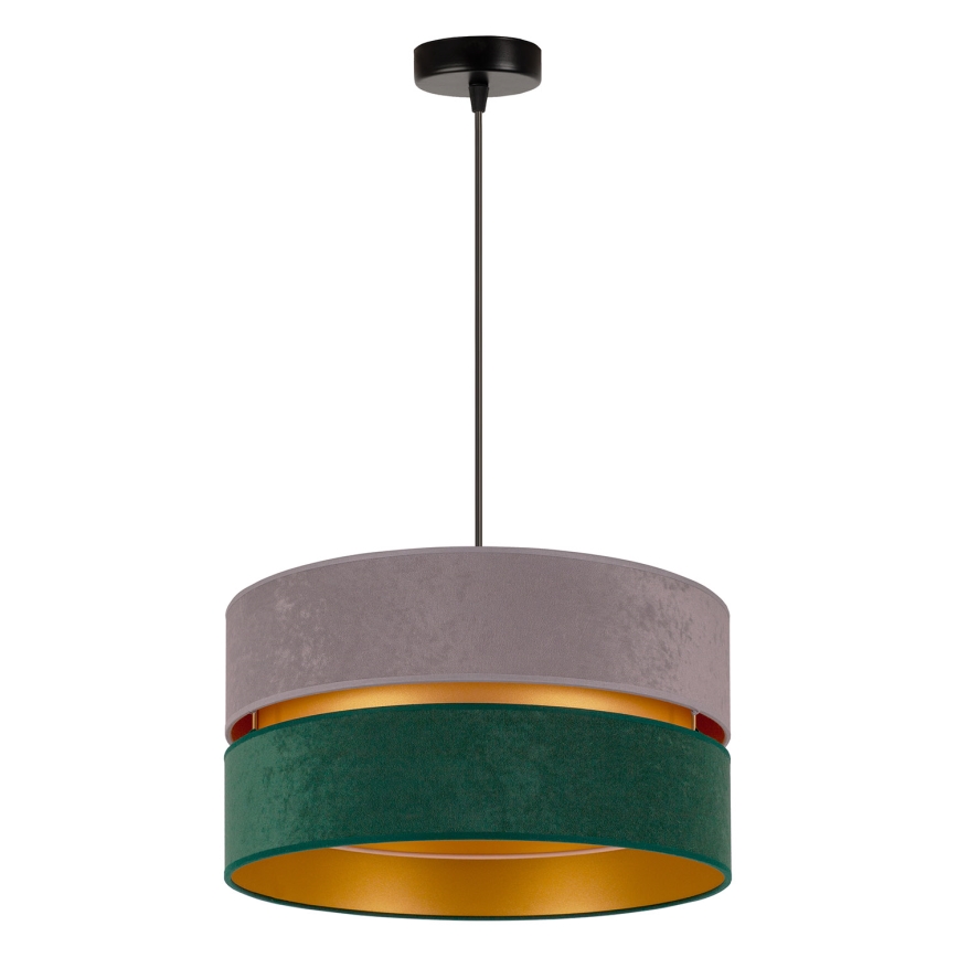 Duolla - Κρεμαστό φωτιστικό οροφής DUO 1xE27/15W/230V διάμετρος 40 cm γκρι/πράσινο/χρυσό