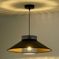Duolla - Κρεμαστό φωτιστικό οροφής RIO RATTAN 1xE27/15W/230V διάμετρος 45 cm μαύρο/χρυσό