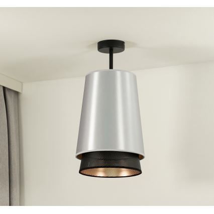 Duolla - Πλαφονιέρα οροφής BELL SHINY 1xE27/15W/230V διάμετρος 25 cm ασημί/μαύρο