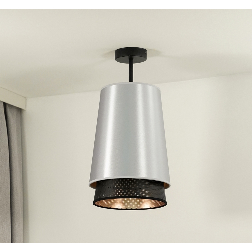 Duolla - Πλαφονιέρα οροφής BELL SHINY 1xE27/15W/230V διάμετρος 25 cm ασημί/μαύρο