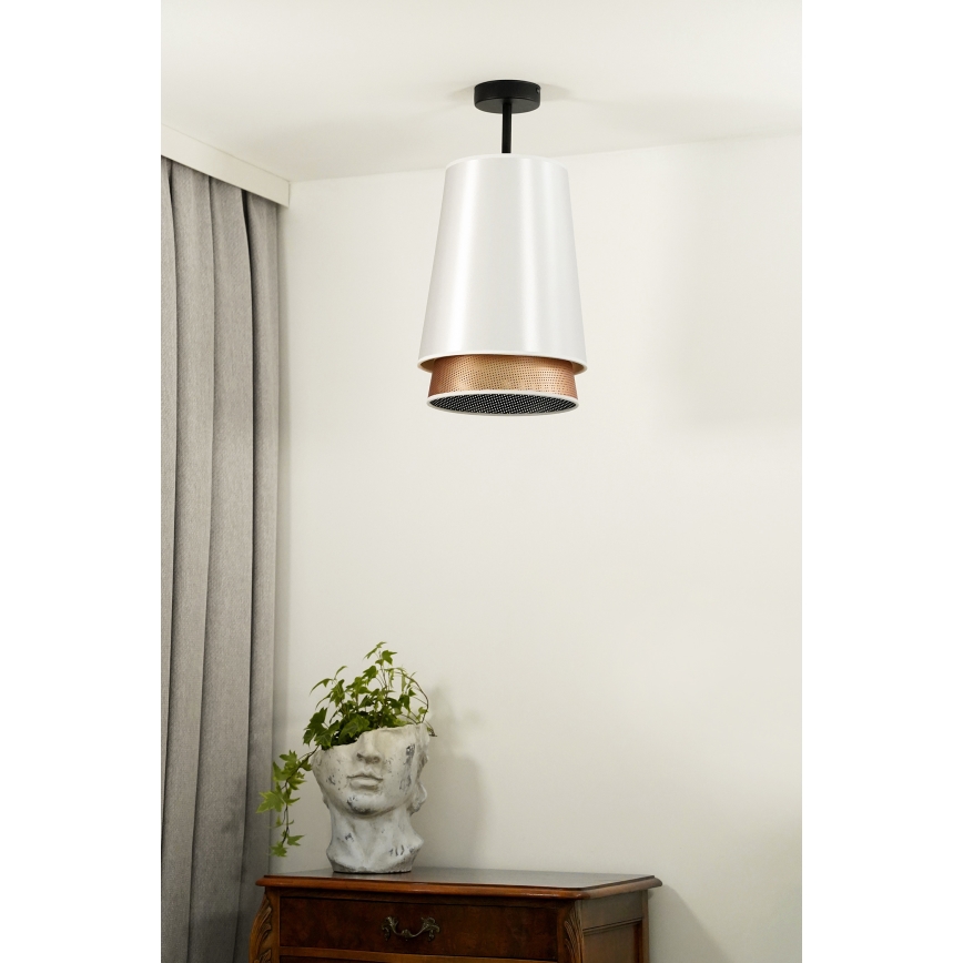 Duolla - Πλαφονιέρα οροφής BELL SHINY 1xE27/15W/230V διάμετρος 25 cm λευκό/χαλκός