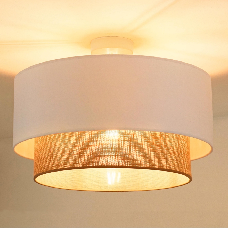 Duolla - Πλαφονιέρα οροφής  BOHO 1xE27/15W/230V διάμετρος 45 cm λευκό/καφέ