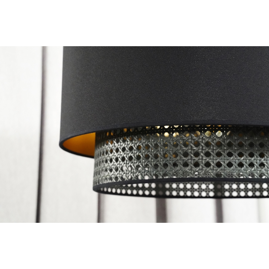 Duolla - Πλαφονιέρα οροφής BOHO RATTAN 1xE27/15W/230V διάμετρος 45 cm μαύρο