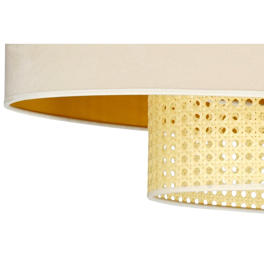 Duolla - Πλαφονιέρα οροφής DOUBLE OVAL RATTAN 2xE27/15W/230V κρεμ/καλάμι rattan