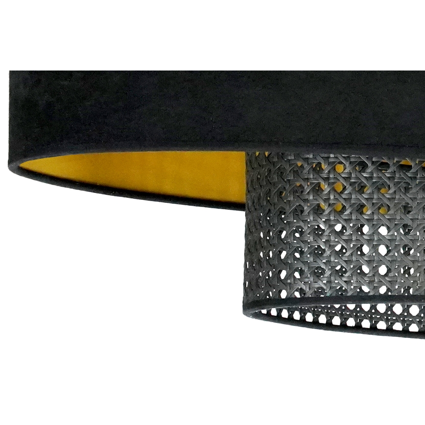 Duolla - Πλαφονιέρα οροφής DOUBLE OVAL RATTAN 2xE27/15W/230V μαύρο/καλάμι rattan