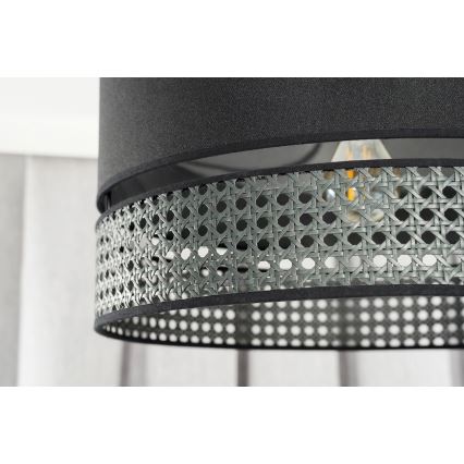 Duolla - Πλαφονιέρα οροφής DOUBLE RATTAN 1xE27/15W/230V διάμετρος 40 cm μαύρο