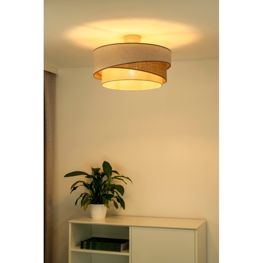 Duolla - Πλαφονιέρα οροφής KOBO 1xE27/15W/230V διάμετρος 45 cm μπεζ/καφέ/λευκό