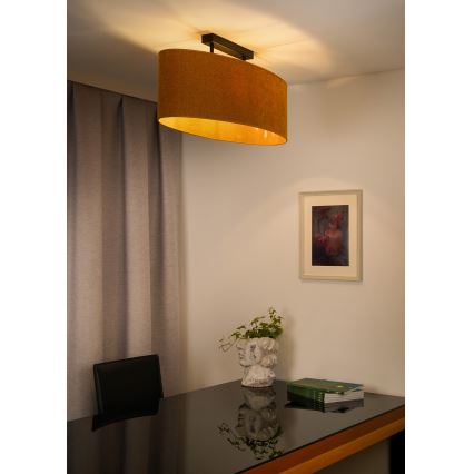 Duolla - Πλαφονιέρα οροφής OVAL 2xE27/15W/230V καφέ